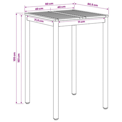 Tuinbar Tafel Naturel en Zwart 80 x 80,5 x 105 cm