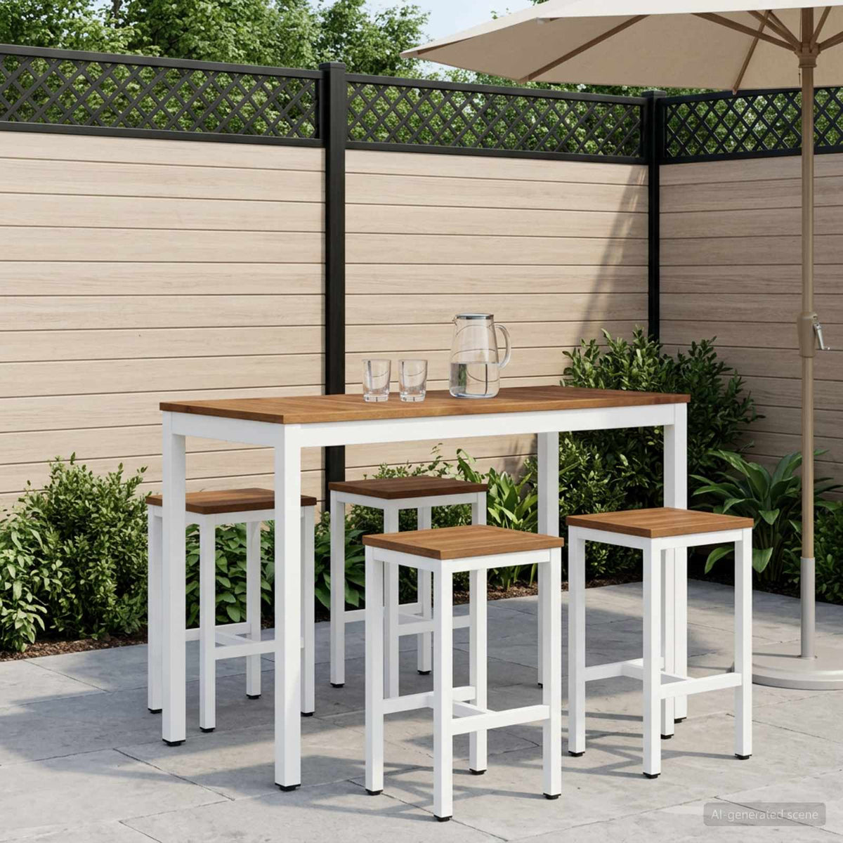Tuinbar Tafel Natuurlijk en Wit 108,5 x 55 x 105 cm