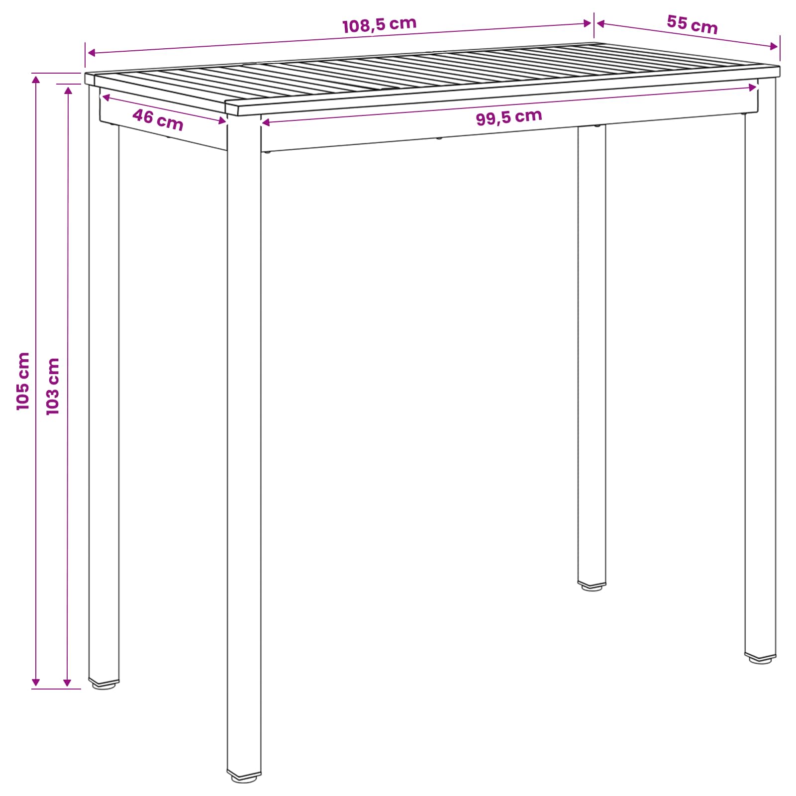 Tuinbar Tafel Natuurlijk en Koffie 108,5 x 55 x 105 cm