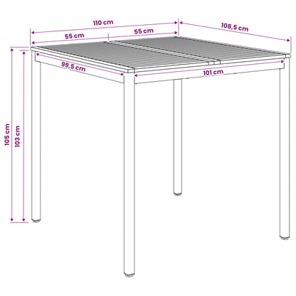 Tuinbar Tafel Naturel en Zwart 110 x 108,5 x 105 cm