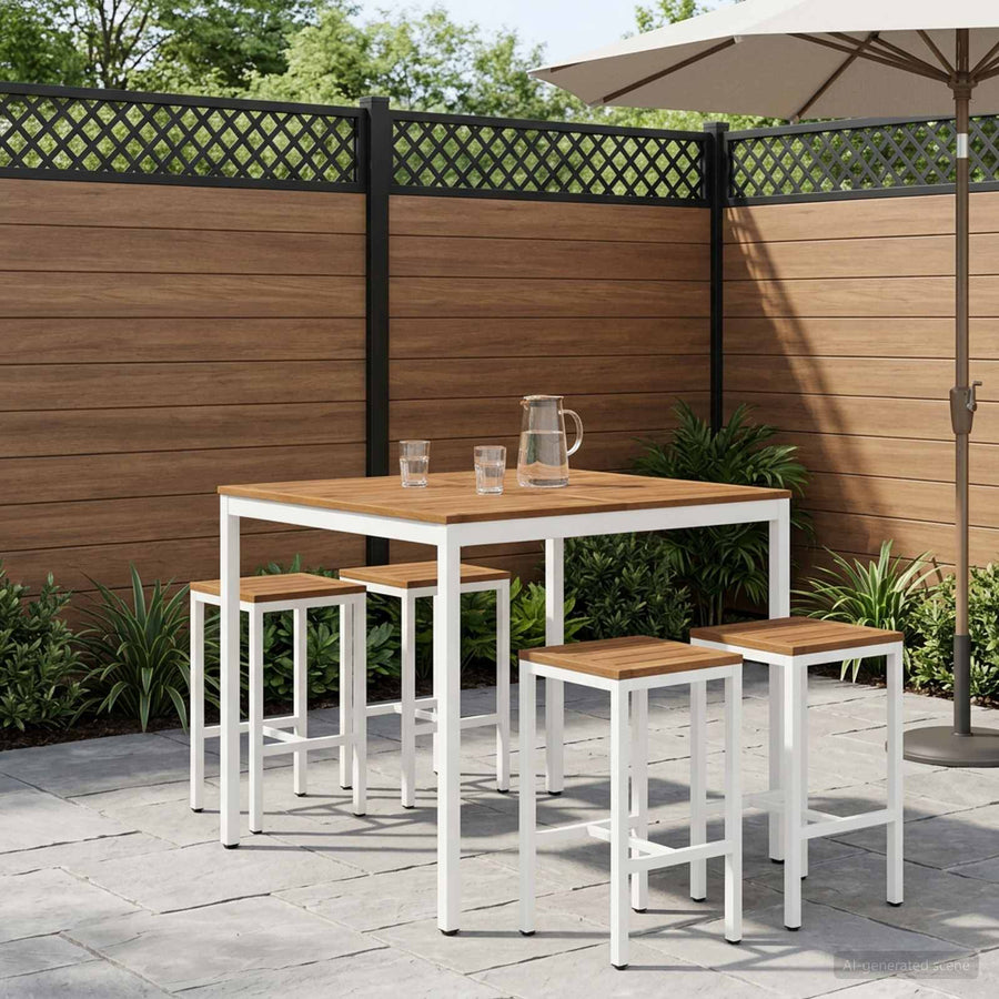 Tuinbar Tafel Natuurlijk en Wit 110 x 108,5 x 105 cm