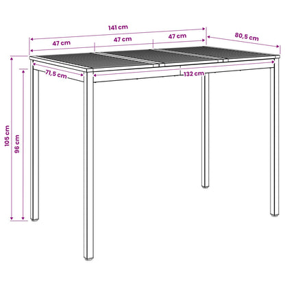 Tuinbar Tafel Naturel en Zwart 141 x 80,5 x 105 cm