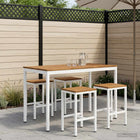 Tuinbar tafel 141x80.5x105 cm acaciahout wit staal