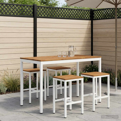 Tuinbar Tafel Natuurlijk en Wit 141 x 80,5 x 105 cm