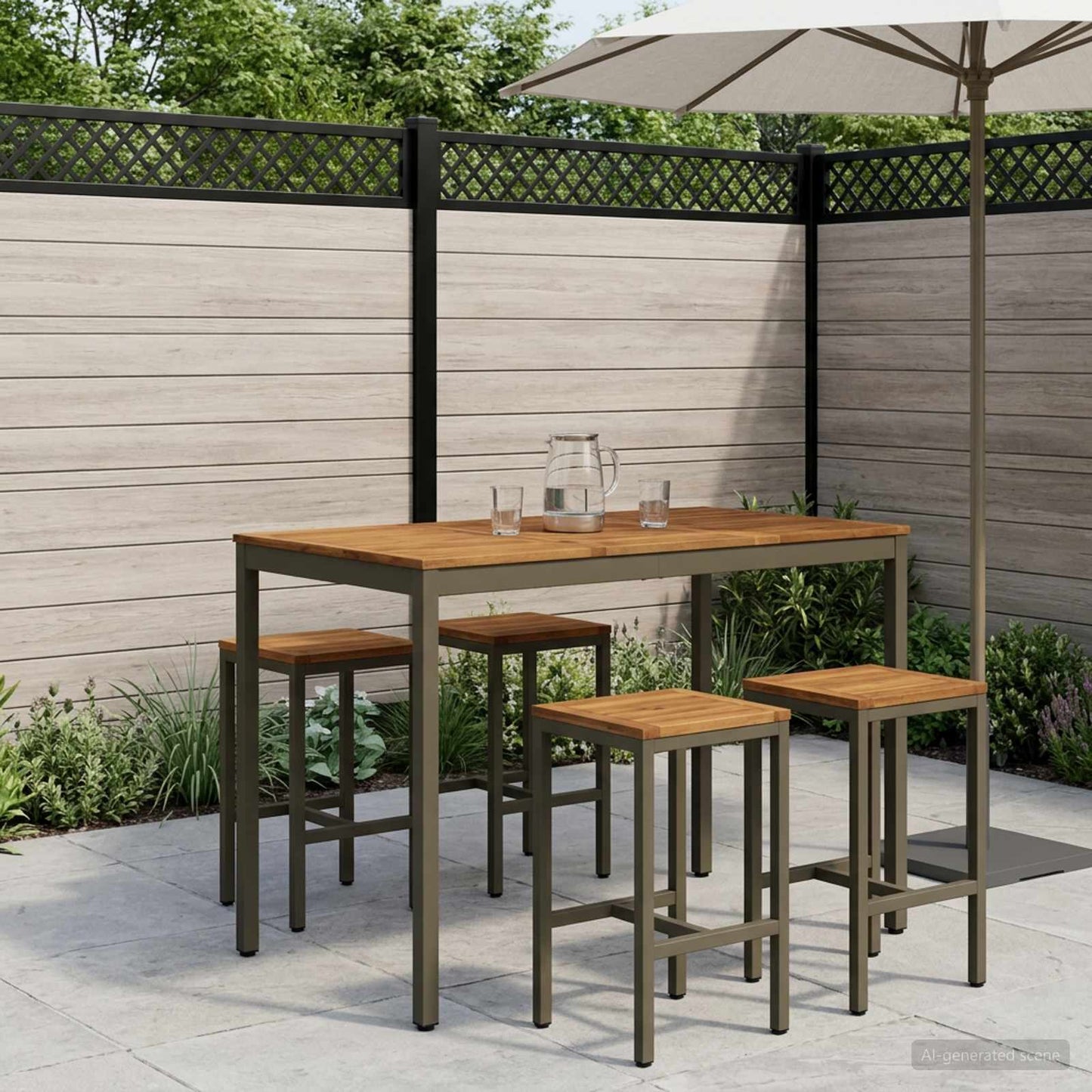 Tuinbar Tafel Natuurlijk en Koffie 141 x 80,5 x 105 cm