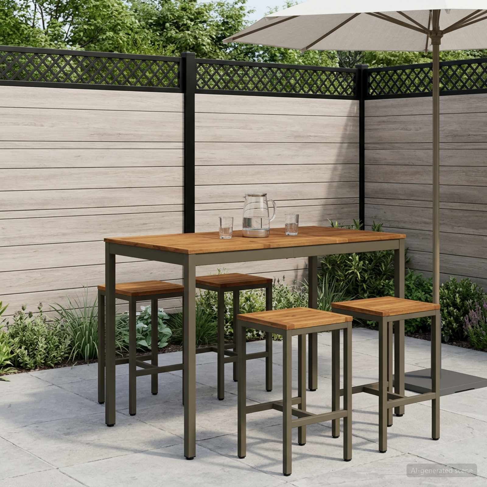 Tuinbar Tafel Natuurlijk en Koffie 141 x 80,5 x 105 cm