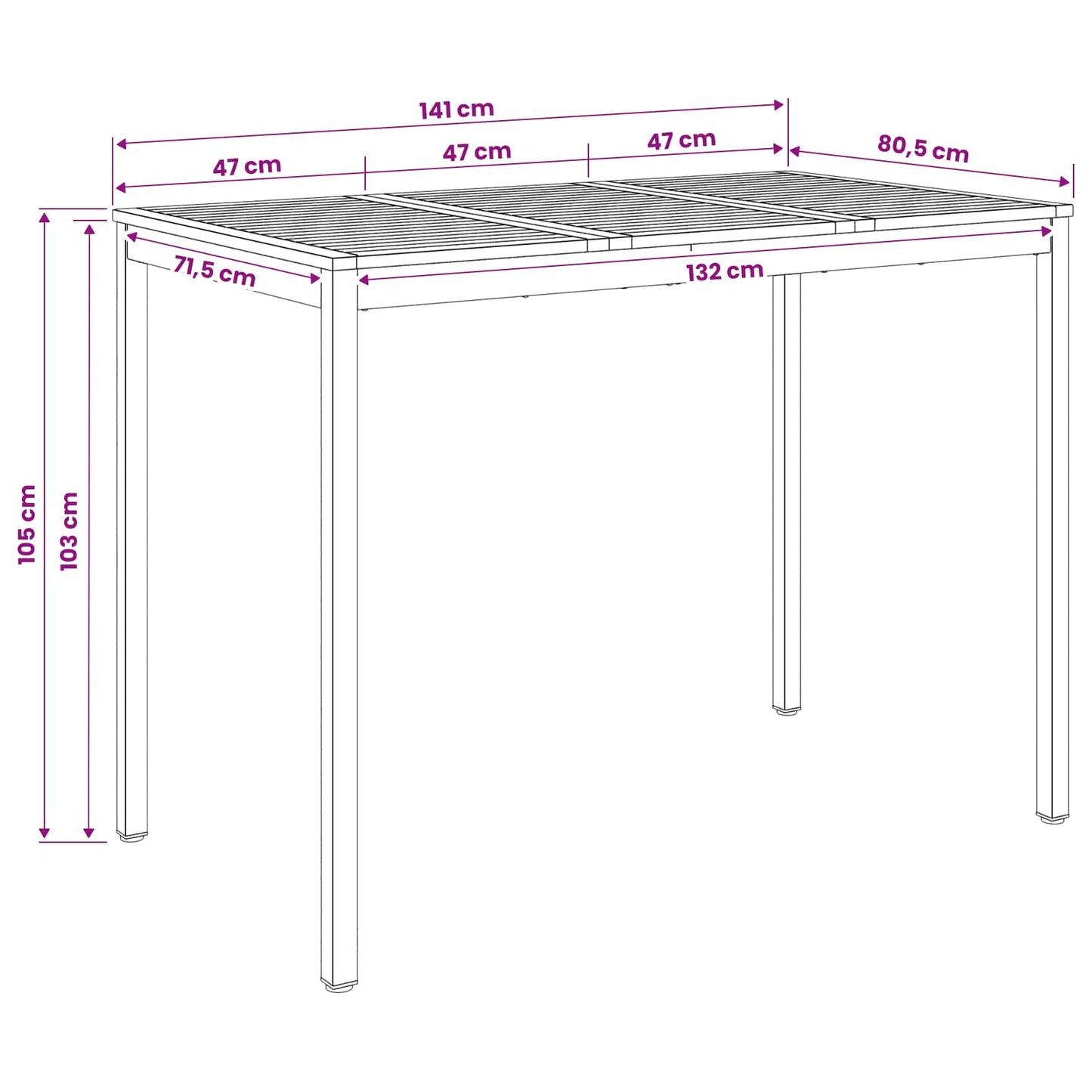 Tuinbar Tafel Natuurlijk en Koffie 141 x 80,5 x 105 cm