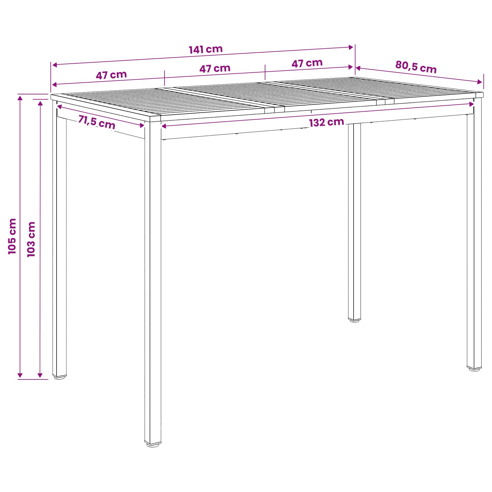Tuinbar Tafel Natuurlijk en Koffie 141 x 80,5 x 105 cm