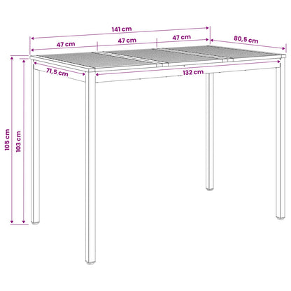 Tuinbar Tafel Natuurlijk en Koffie 141 x 80,5 x 105 cm