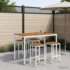 Tuinbar tafel 147x88,5x105 cm massief acaciahout wit staal