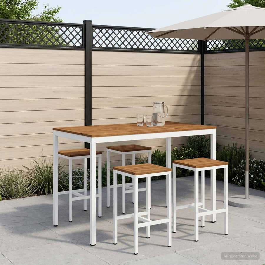 Tuinbar Tafel Natuurlijk en Wit 147 x 88,5 x 105 cm