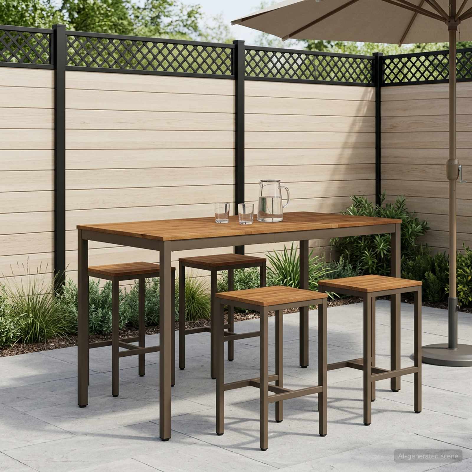 Tuinbar Tafel Natuurlijk en Koffie 147 x 88,5 x 105 cm
