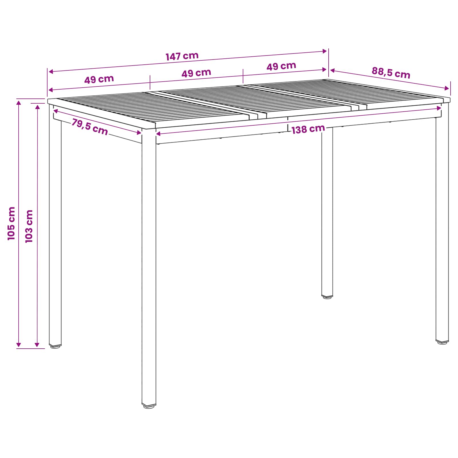 Tuinbar Tafel Natuurlijk en Koffie 147 x 88,5 x 105 cm