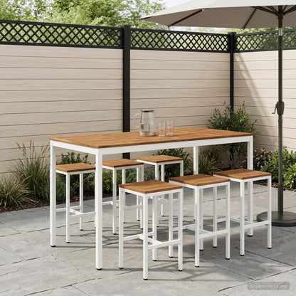 Tuinbar Tafel NAARDEN Natuurlijk en Wit 180 x 88,5 x 105 cm