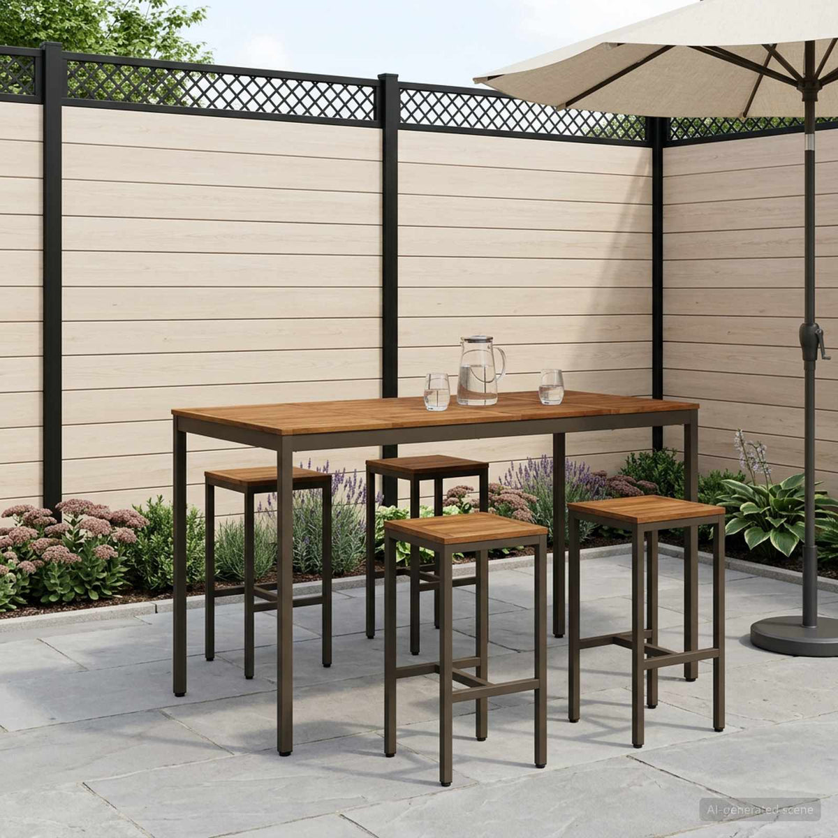 Tuinbar Tafel Natuurlijk en Koffie 180 x 88,5 x 105 cm