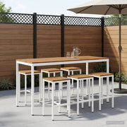 Tuinbar tafel 196x80x105 cm massief acaciahout wit staal