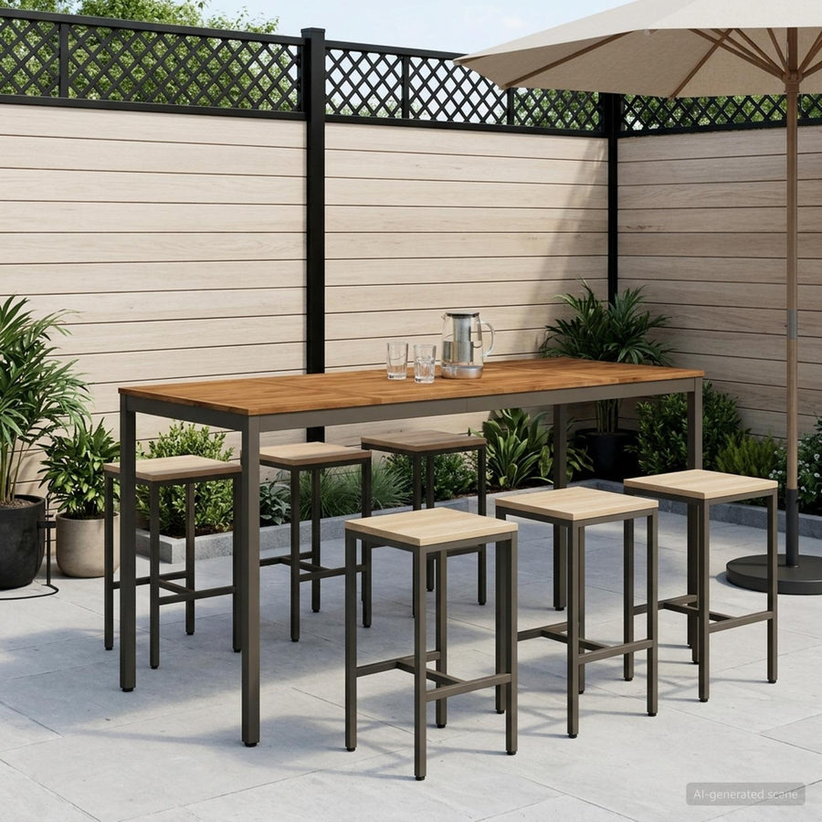 Tuinbar Tafel Natuurlijk en Koffie 196 x 80,5 x 105 cm