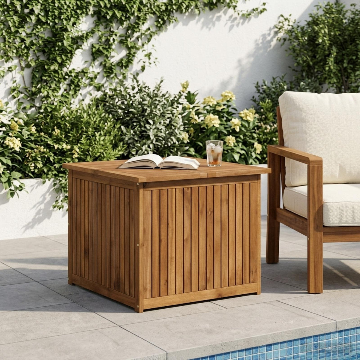 Tuinopslagdoos Massief Acaciahout 70,5 x 68,5 x 53,5 cm Naturel