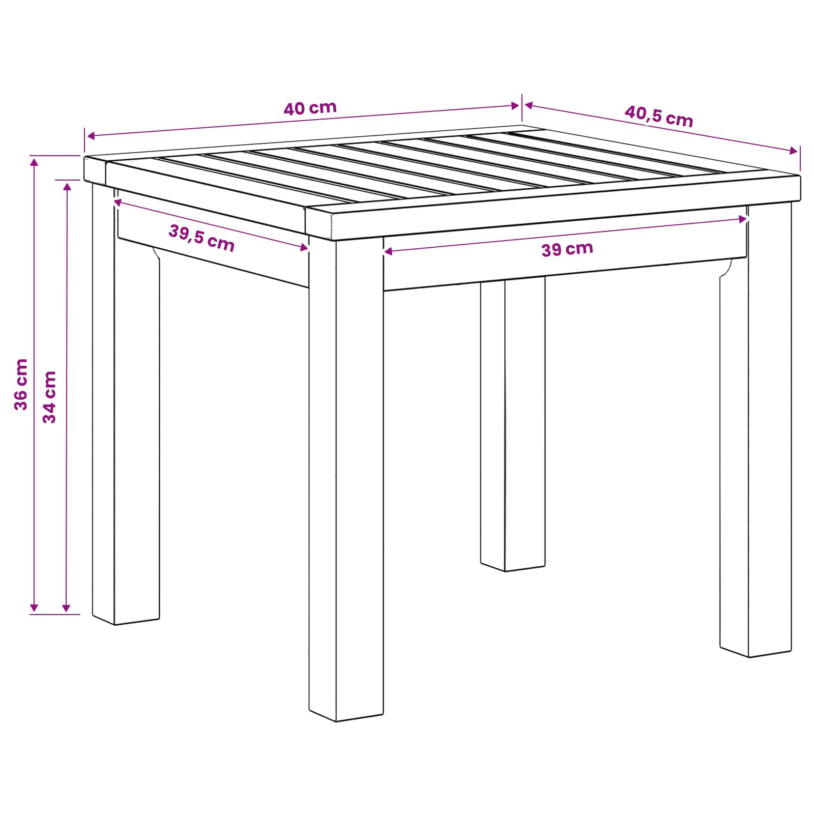 Salontafel Wit 40 x 40,5 x 36 cm Massief Acaciahout