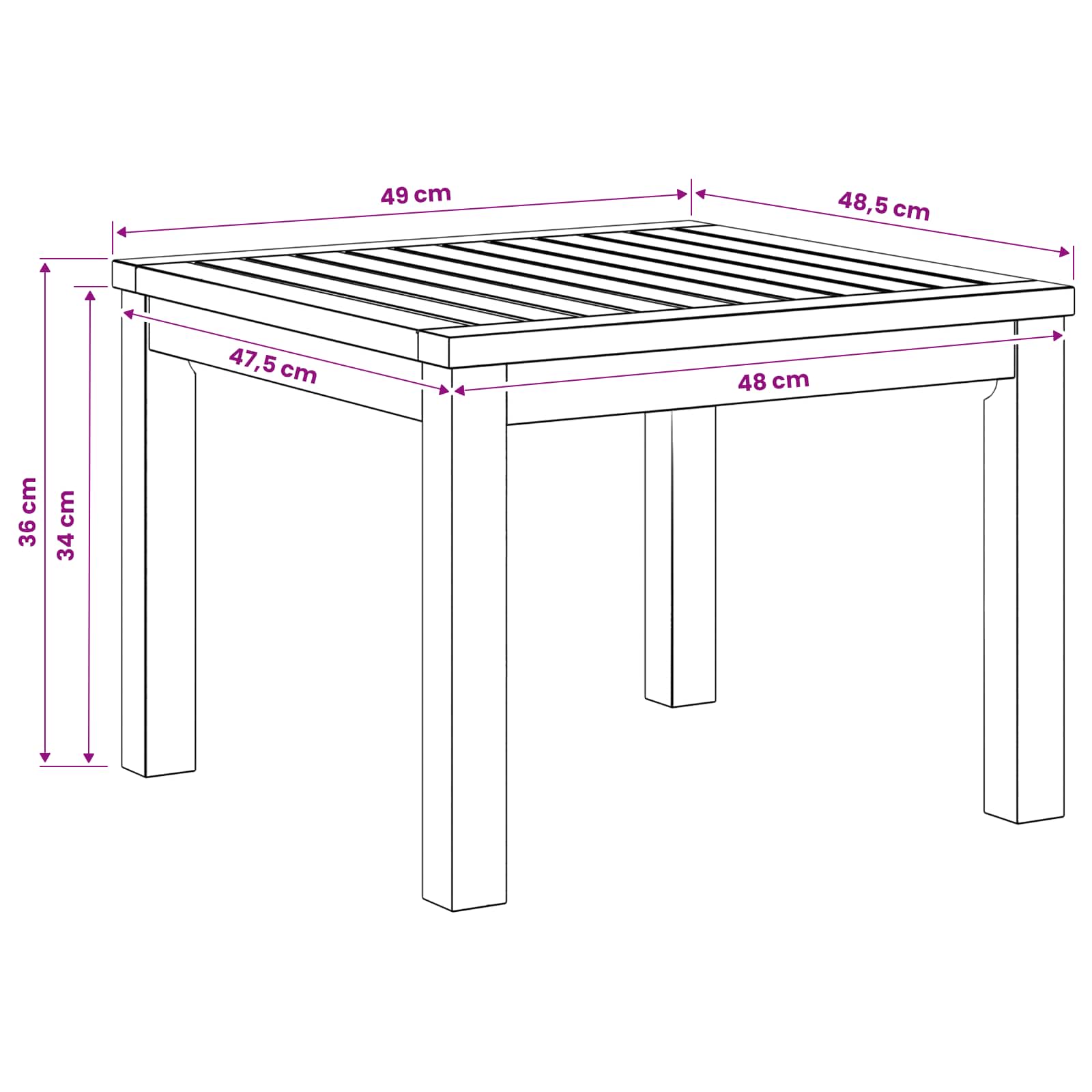 Salontafel Wit 50 x 48,5 x 36 cm Massief Acaciahout