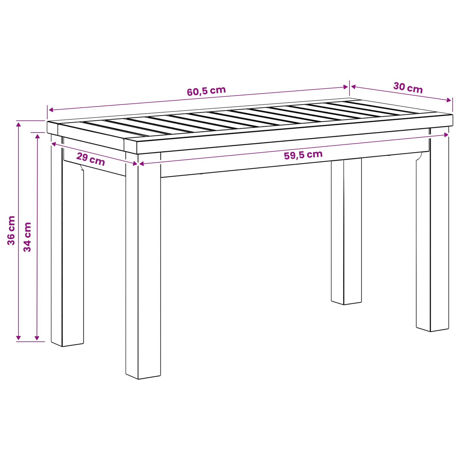 Salontafel Wit 60,5 x 30 x 36 cm Massief Acaciahout