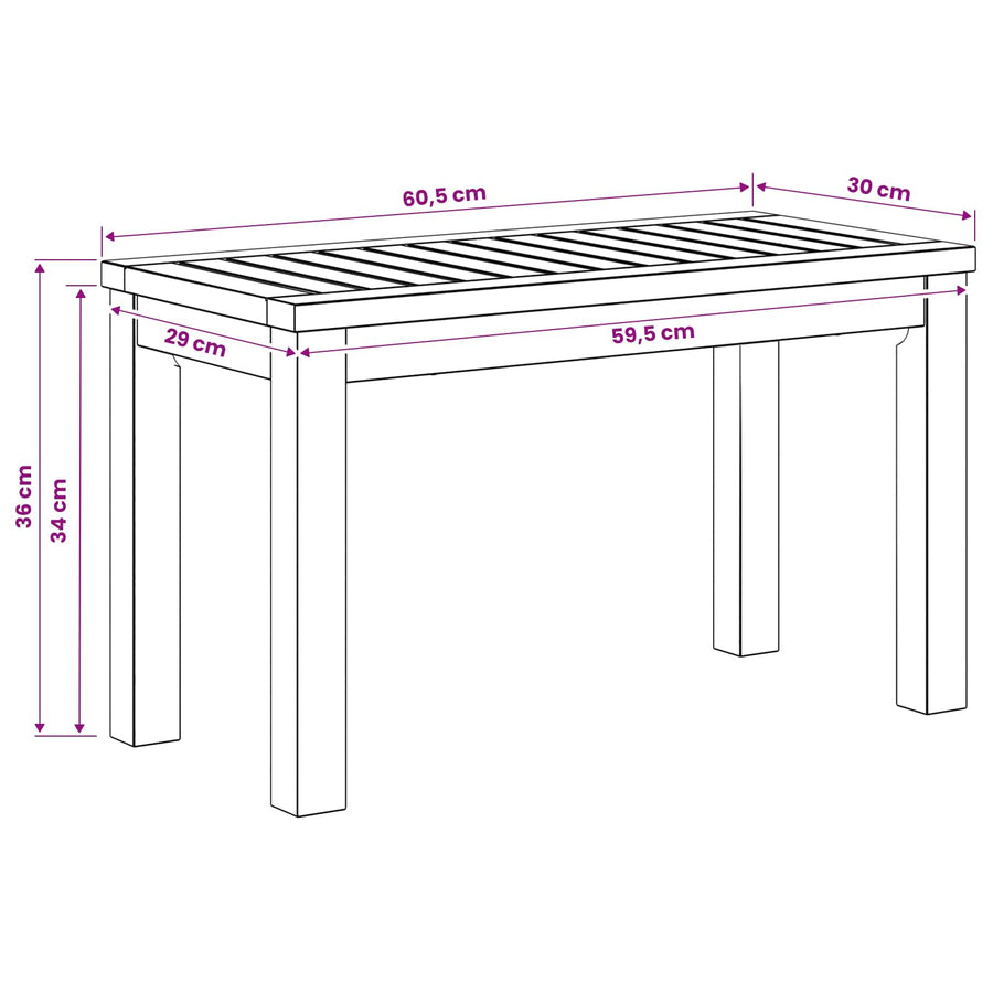 Salontafel Wit 60,5 x 30 x 36 cm Massief Acaciahout