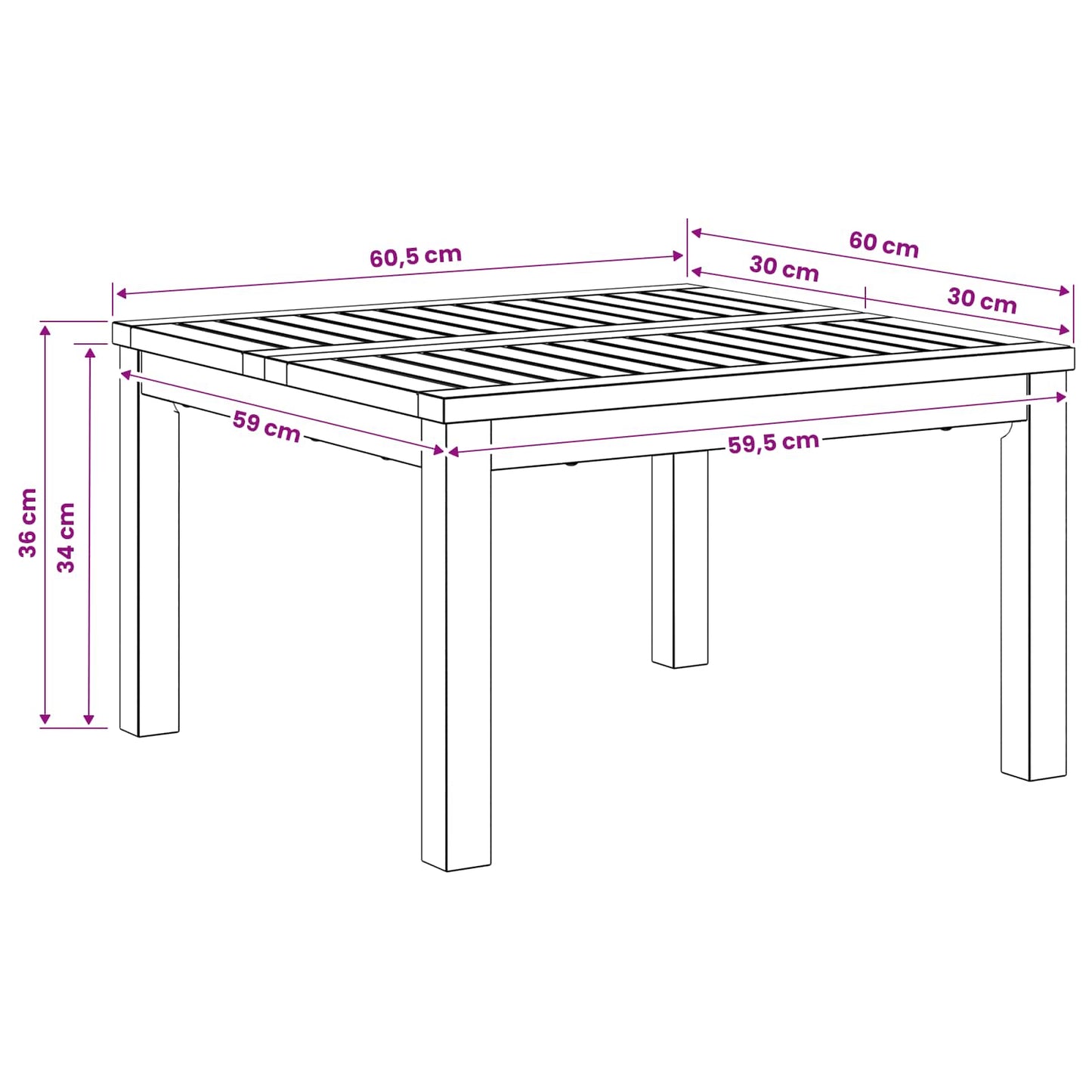 Salontafel Wit 60 x 60,5 x 36 cm Massief Acaciahout