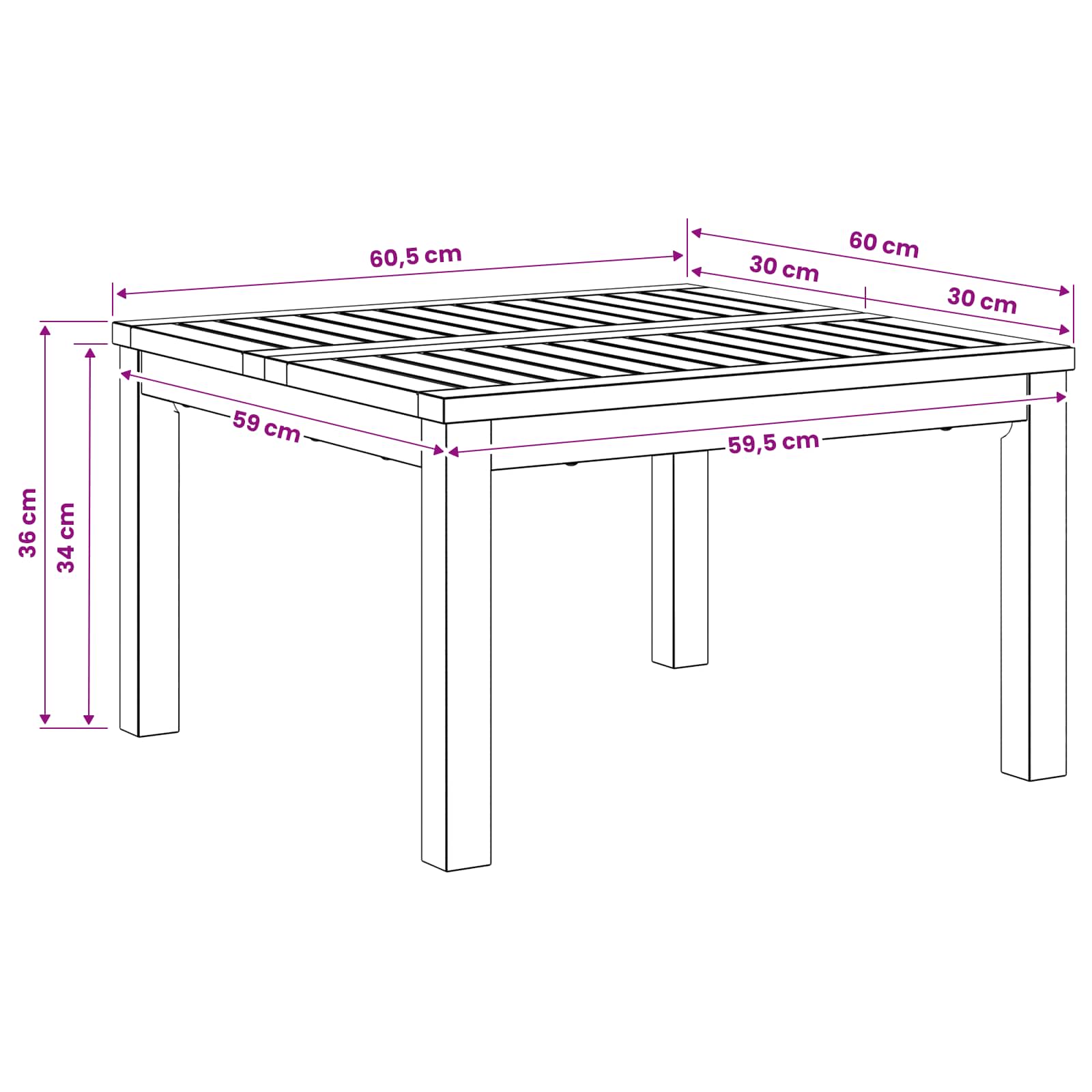 Salontafel Wit 60 x 60,5 x 36 cm Massief Acaciahout