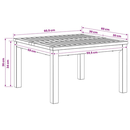 Salontafel Wit 60 x 60,5 x 36 cm Massief Acaciahout