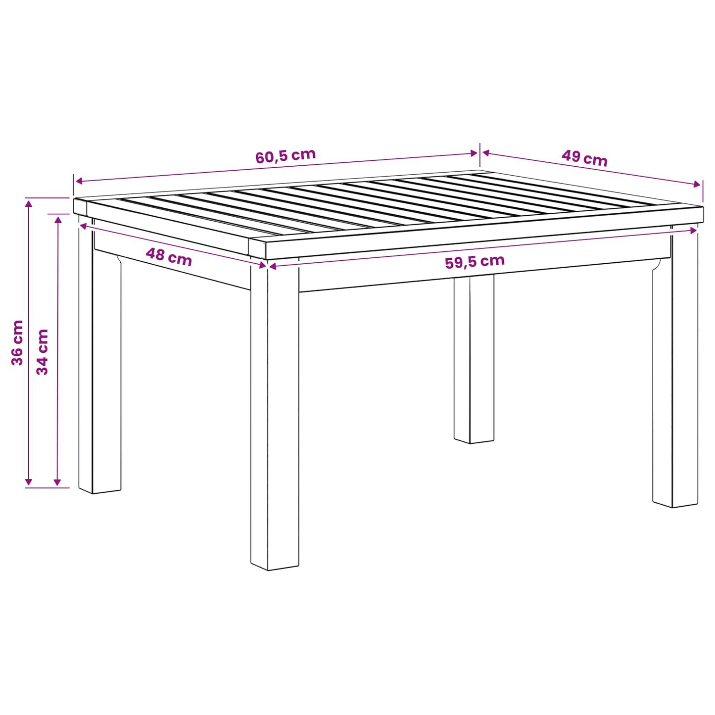 Salontafel Wit 50 x 60,5 x 36 cm Massief Acaciahout