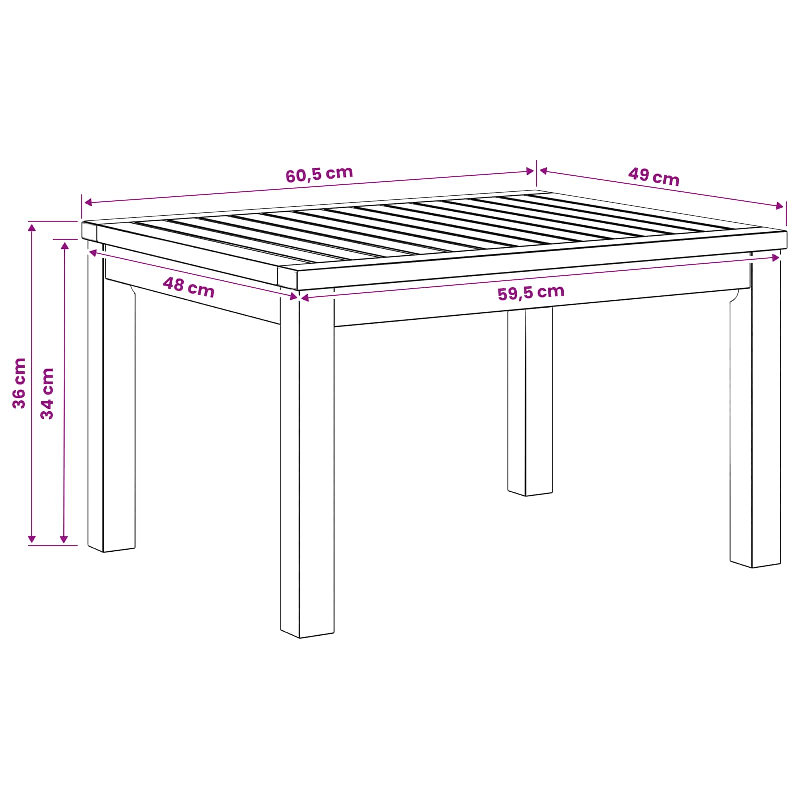 Salontafel Wit 50 x 60,5 x 36 cm Massief Acaciahout