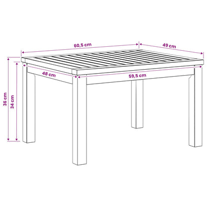 Salontafel Wit 50 x 60,5 x 36 cm Massief Acaciahout