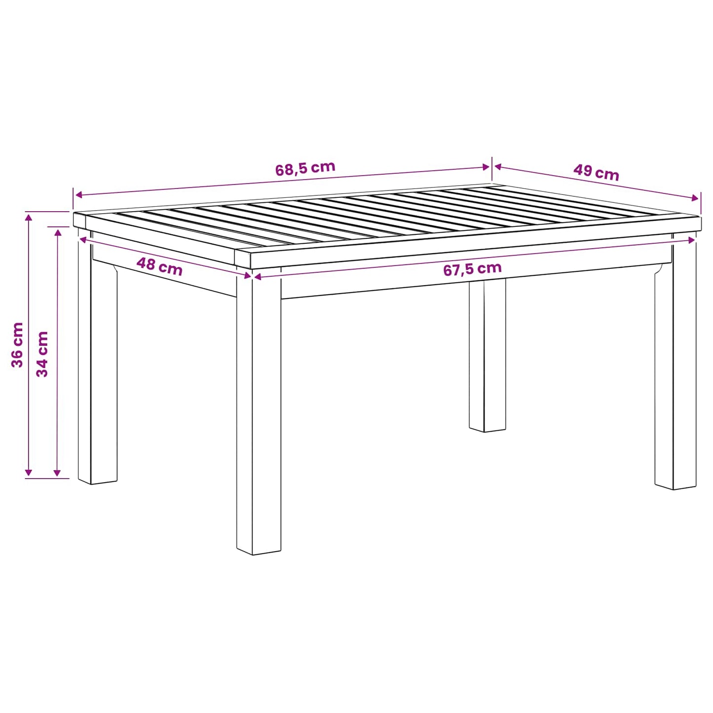 Salontafel Wit 50 x 68,5 x 36 cm Massief Acaciahout
