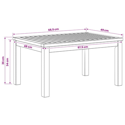 Salontafel Wit 50 x 68,5 x 36 cm Massief Acaciahout
