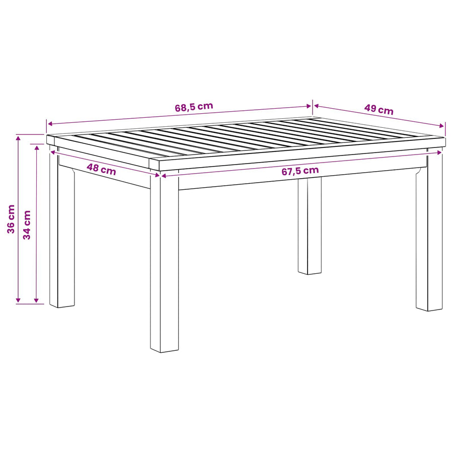 Salontafel Wit 50 x 68,5 x 36 cm Massief Acaciahout