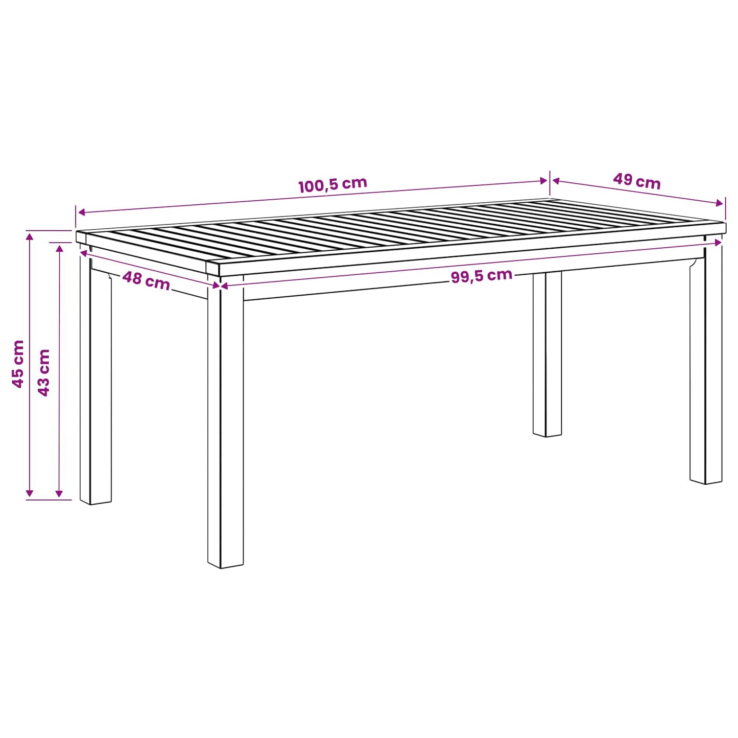 Salontafel Wit 50 x 100,5 x 45 cm Massief Acaciahout