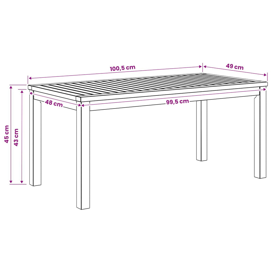 Salontafel Wit 50 x 100,5 x 45 cm Massief Acaciahout