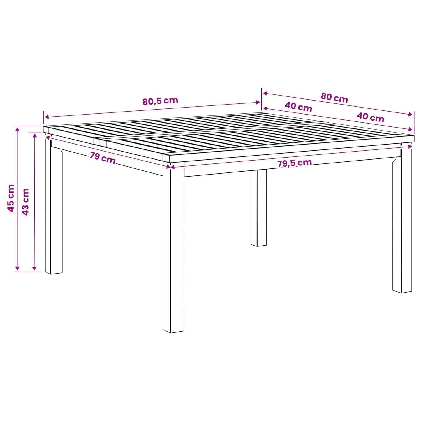 Salontafel Wit 80 x 80,5 x 45 cm Massief Acaciahout