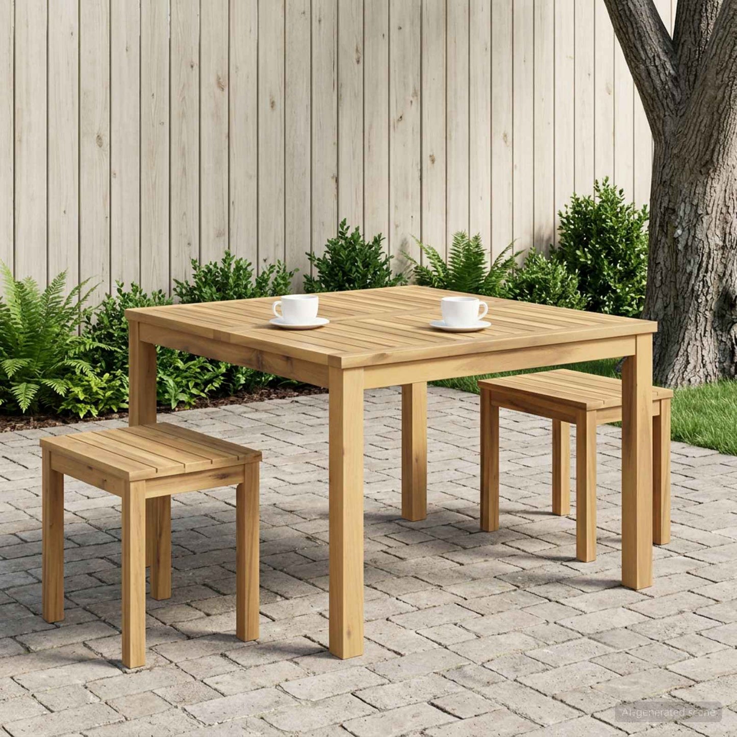 Salontafel Wit 100 x 100,5 x 45 cm Massief Acaciahout
