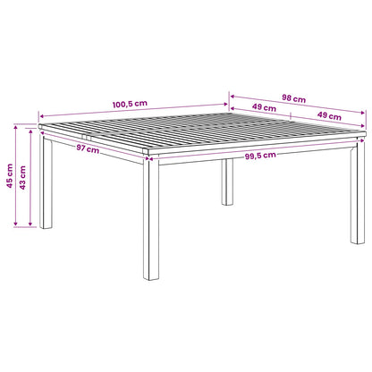 Salontafel Wit 100 x 100,5 x 45 cm Massief Acaciahout