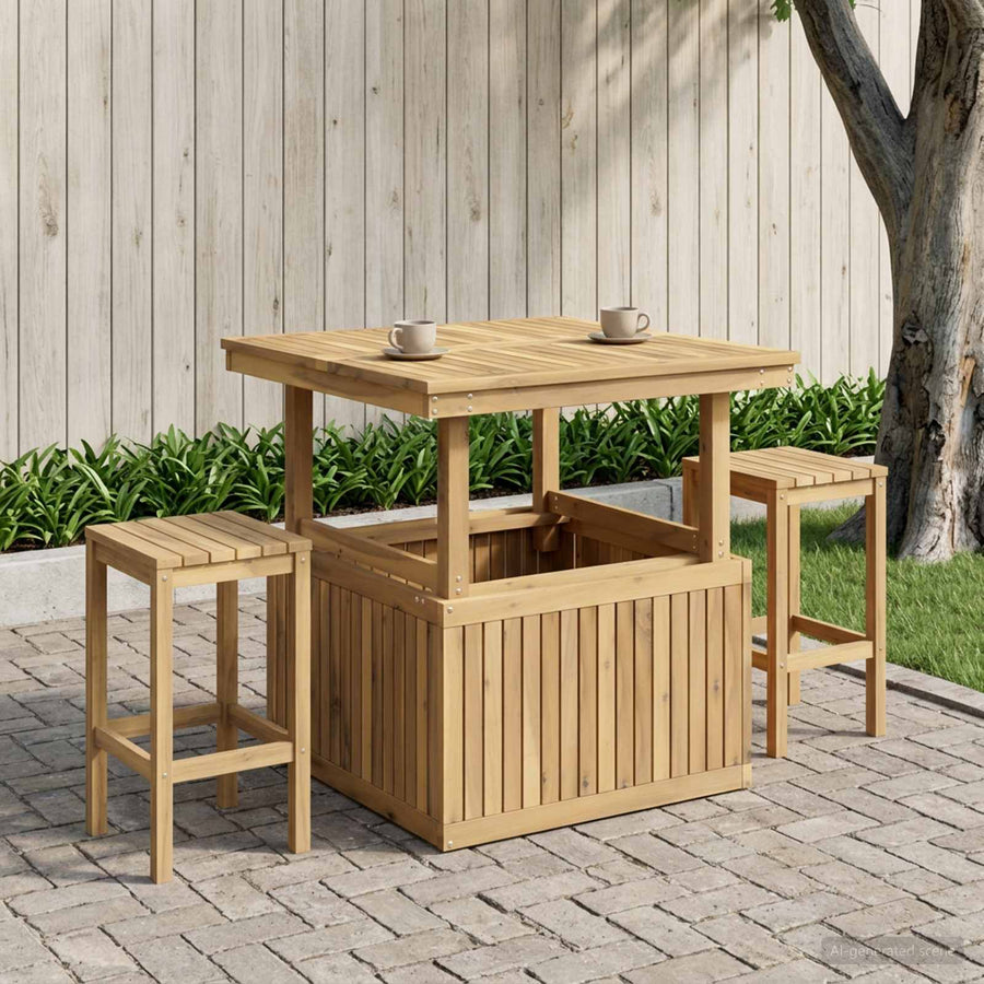 Tuinfoto Tafel Massief Acaciahout Hoogte Verstelbaar Wit