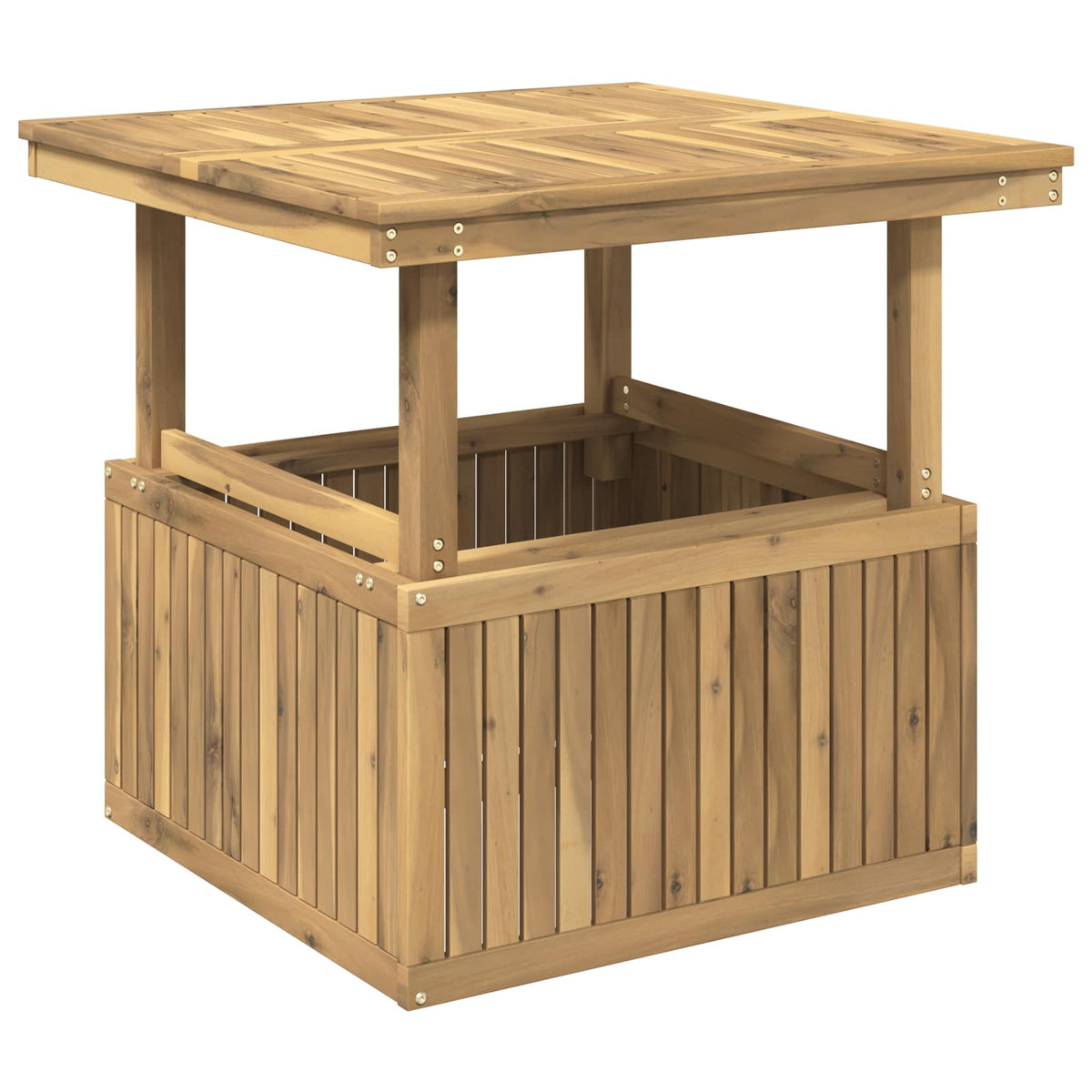 Tuinfoto Tafel Massief Acaciahout Hoogte Verstelbaar Wit