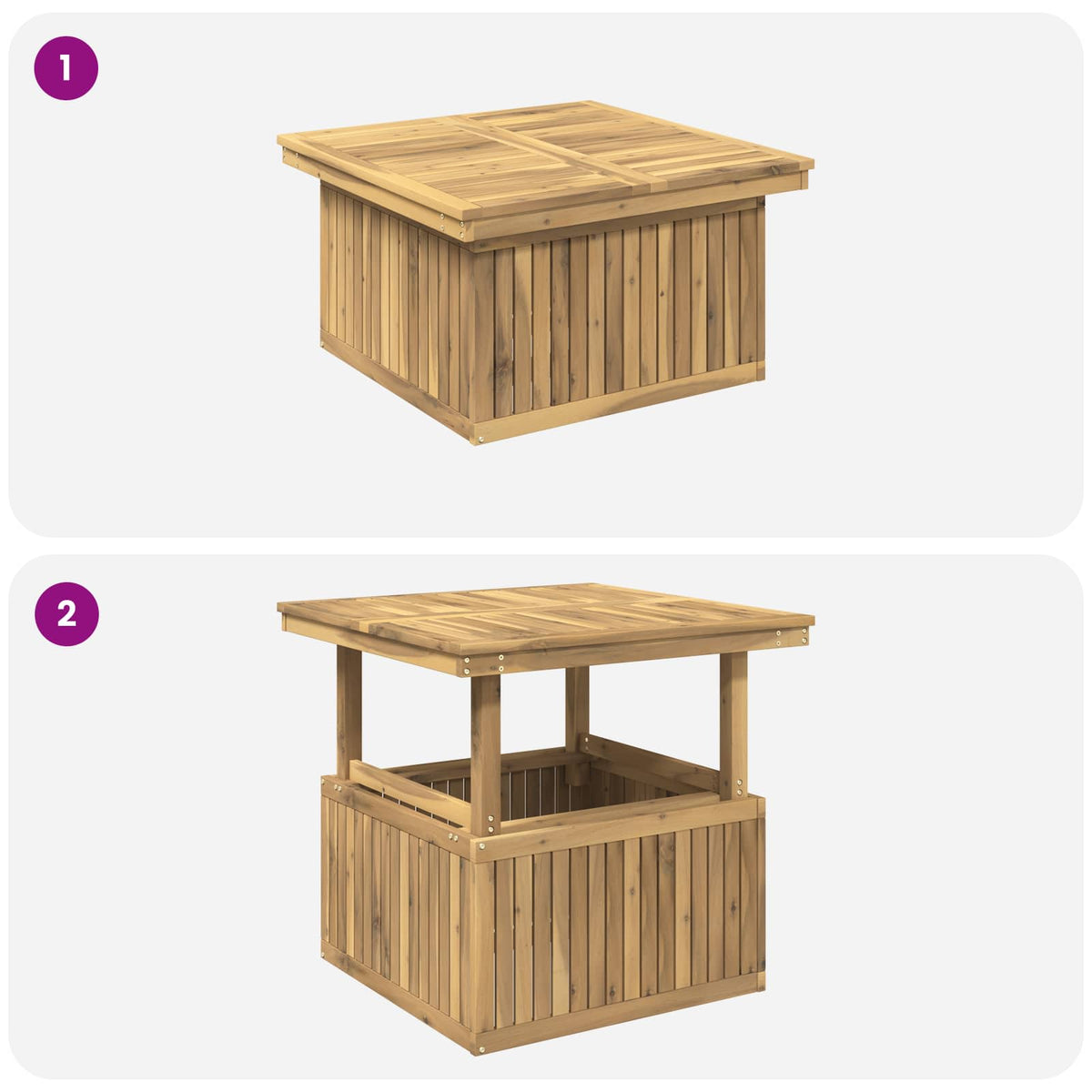 Tuinfoto Tafel Massief Acaciahout Hoogte Verstelbaar Wit