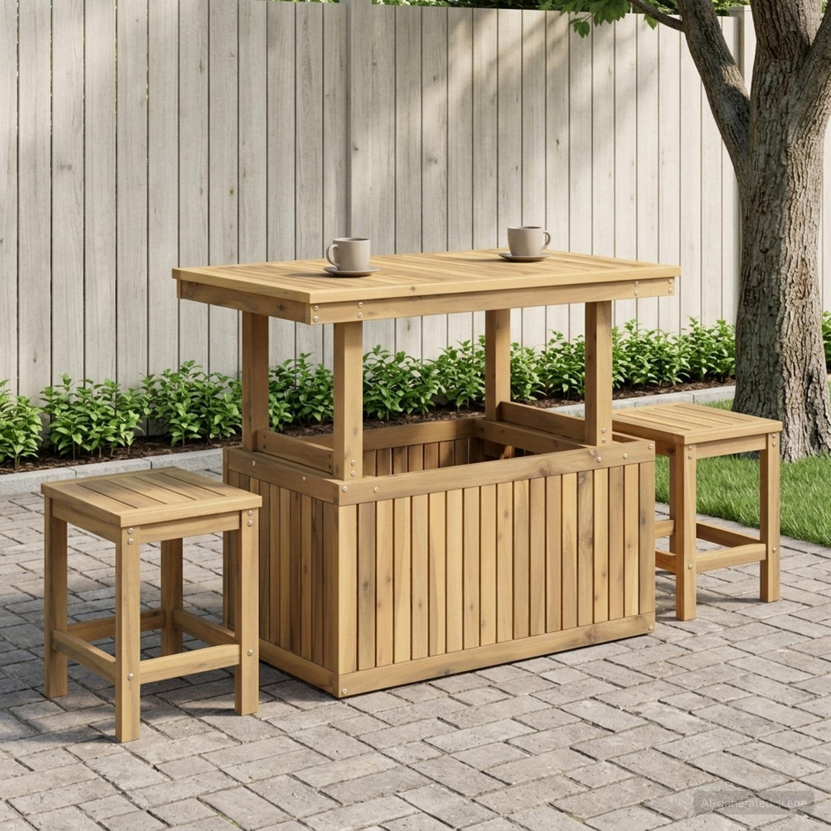 Tuinfoto Tafel Massief Acaciahout Hoogte Verstelbaar Wit