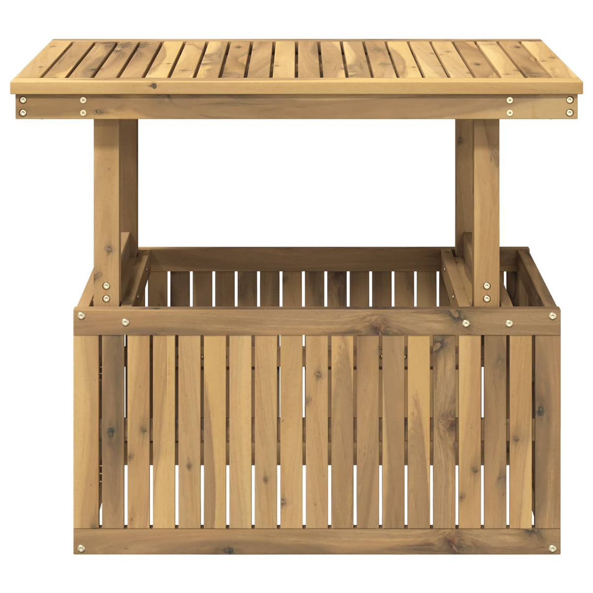 Tuinfoto Tafel Massief Acaciahout Hoogte Verstelbaar Wit