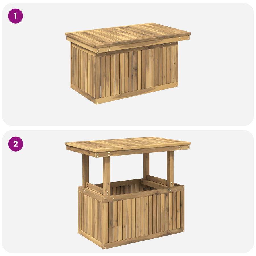 Tuinfoto Tafel Massief Acaciahout Hoogte Verstelbaar Wit