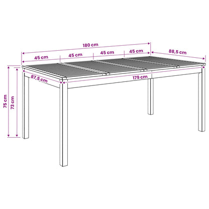 Tuindiner tafel Wit 180 x 88,5 x 75 cm Massief Acaciahout