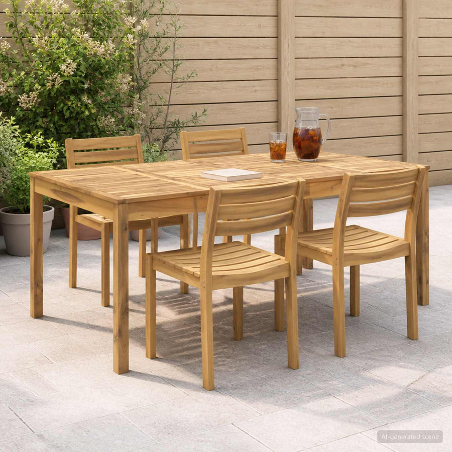 Tuindiner tafel Wit 196 x 100,5 x 75 cm Massief Acaciahout