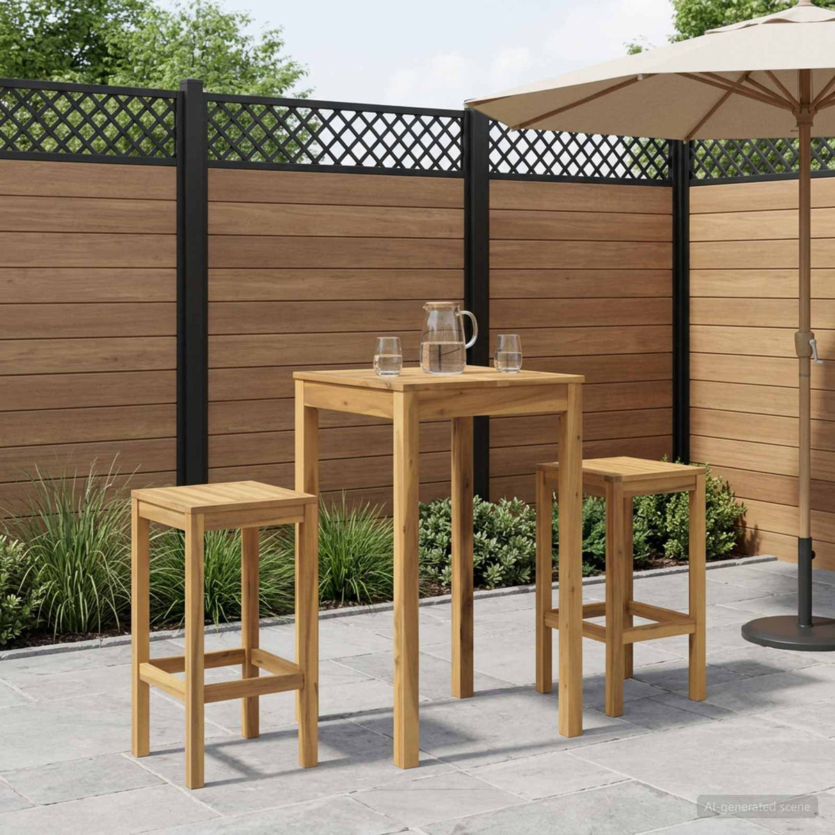 Tuinbar Tafel Wit 60 x 60,5 x 105 cm Massief Acaciahout