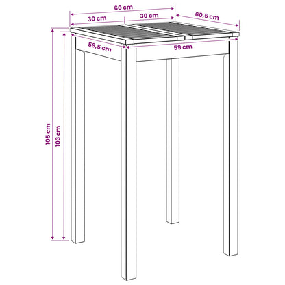 Tuinbar Tafel Wit 60 x 60,5 x 105 cm Massief Acaciahout